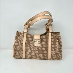Fendi Brown and Cream Shoulder Bag